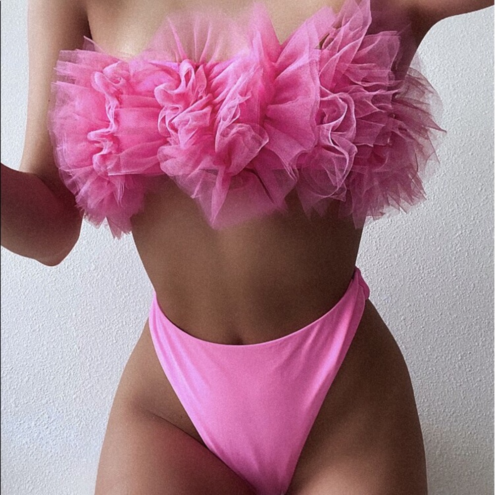 NWT pink mesh bikini